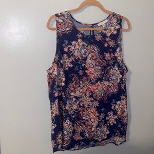 XXL Pale Sky/Daniel Rainn floral tank NWOT